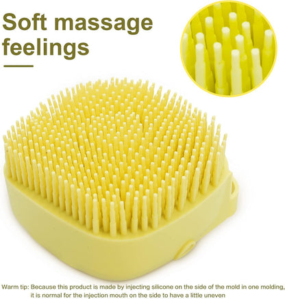 Hunde-Badebürste mit Shampoo-Spender, Massagebürste für Hundewäsche (Gelb)